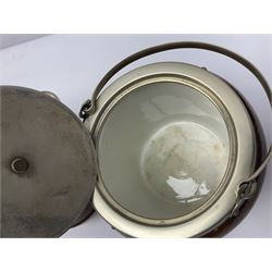 Five early 20th century biscuit barrels with silver-plated mounts, one made from Mahogany from HMS Hindustan