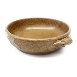  'Mouseman' tooled oak nut bowl by Robert Thompson of Kilburn, D15.5cm  
