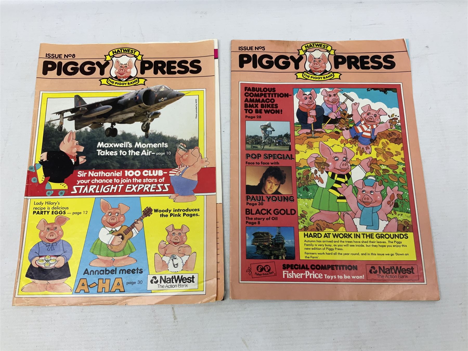 Set of five Wade NatWest money boxes, comprising father, mother, boy, girl and baby, four with original boxes 