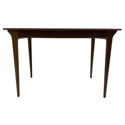 McIntosh - mid-20th century teak extending dining table, pull-out action with fold-out leaf, on tapering supports 
