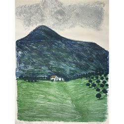 Bernard Cheese (British 1925-2013): 'Blue Mountain', artist's proof colour lithograph signed and titled in pencil, with blind stamp 77cm x 57cm (unframed)
