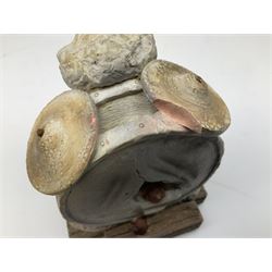 Terry Pratchett Discworld figures, designed by Clarecraft, comprising Lias Bluestone DW82, Hogfather DW72, Granny Weatherwax, boxed, DW06, Ridcully DW61and 'Ironcrust's genuine dwarf bread'.