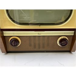 Mid 20th century Bush walnut TV 53 cased television receiver, together with a wood cased radio
