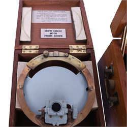 Admiralty pattern Azimuth circle, no. 1152 and a brass nautical compass on gimbal, both in wooden cases