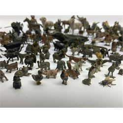 Collection of miniature cold painted bronze and similar animals, to include birds, sheep, horses etc 