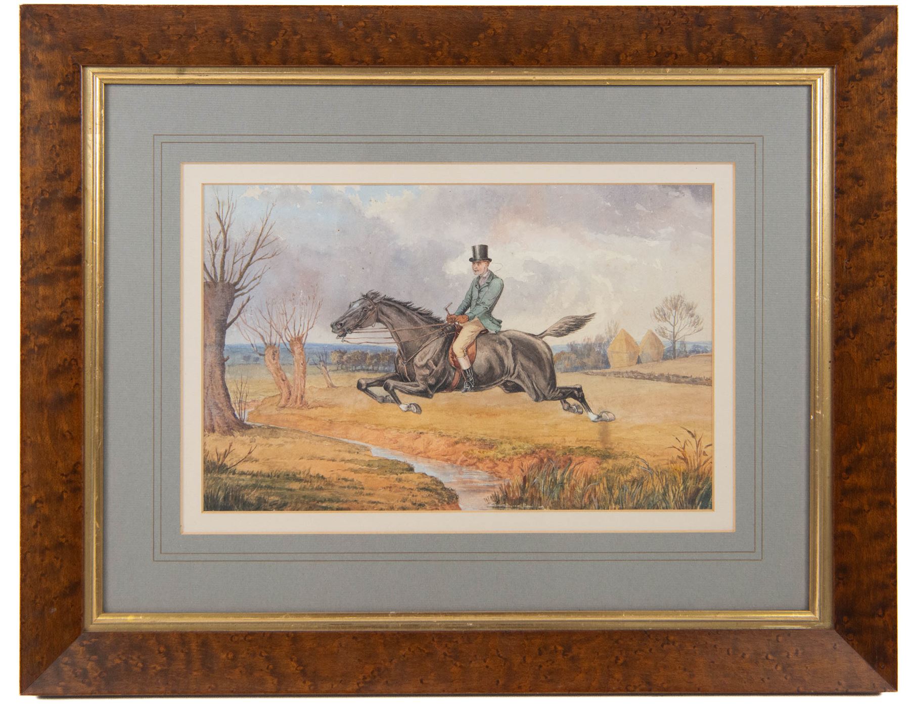 English School (Late 19th Century): Gentlemen and their Horses, set of three watercolours signed with monogram JHD?, 15cm x 24cm (3)