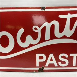 Rowntree's enamel advertising sign, 'Rowntree's Pastilles' white writing on a red ground, H30cm, L92cm