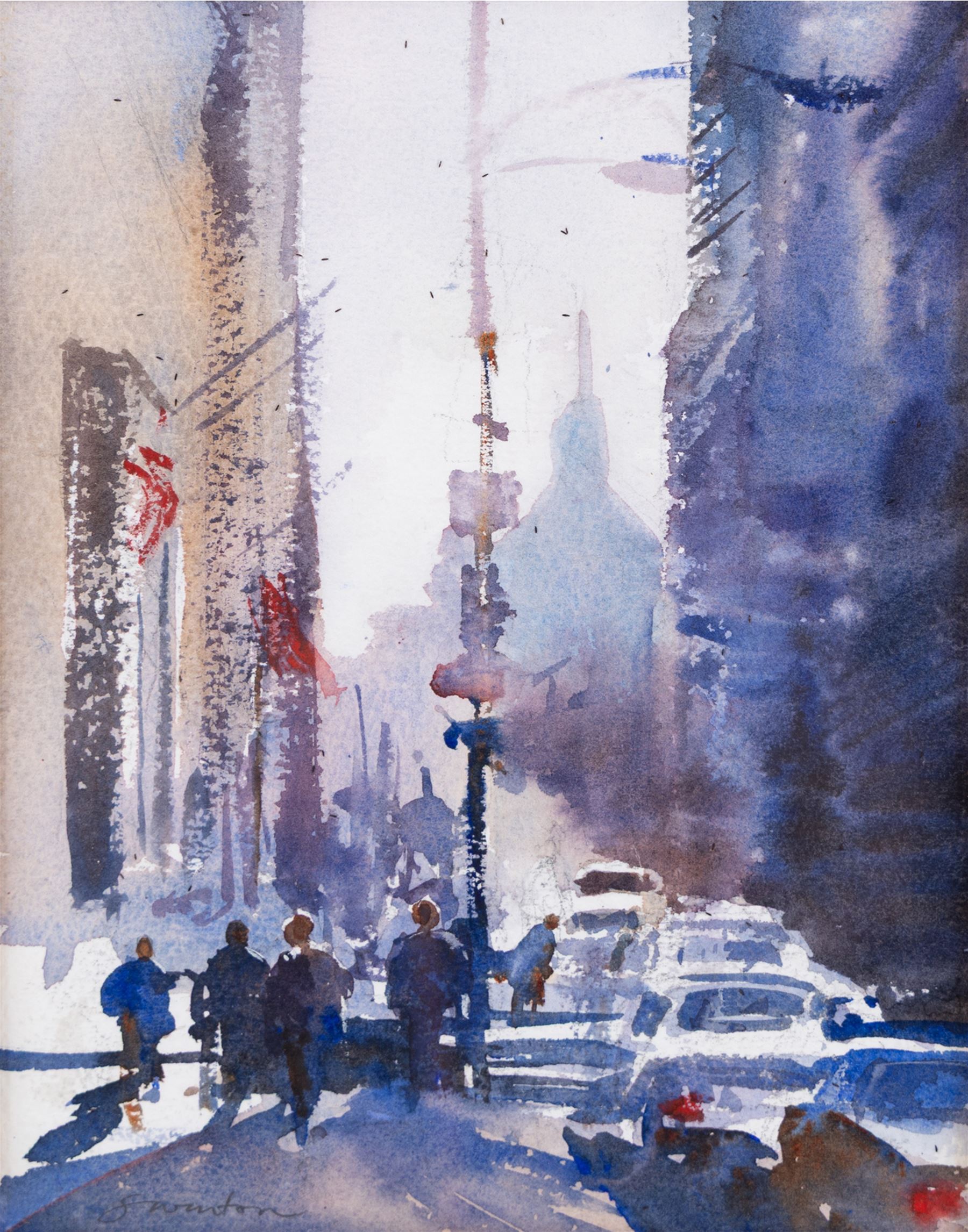 Colin Swinton (British Contemporary): 'City Silhouettes', watercolour signed, titled verso 24cm x 19cm