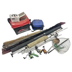 Abu Ambassadeur 7000 multiplier reel, Tenax century Ex4000 reel, fishing rods, nets and other fishing equipment 