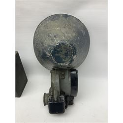 Three RAF light switches, together with military oxygen canister, batteries, gages etc  