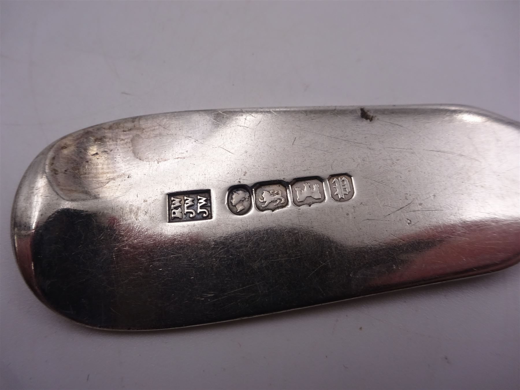 Pair of Victorian Exeter silver Fiddle pattern table spoons, hallmarked Robert Williams & Sons, Exeter 1851