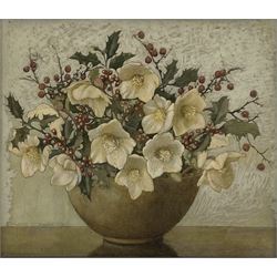 Harold Edward Conway (Staithes Group 1872-1949): Christmas Roses with Holly, watercolour signed and dated 1946, 34cm x 39cm
Provenance: Conway was a friend of the vendor's grandparents who lived in Burford, Oxfordshire, where the artist spent most of his life