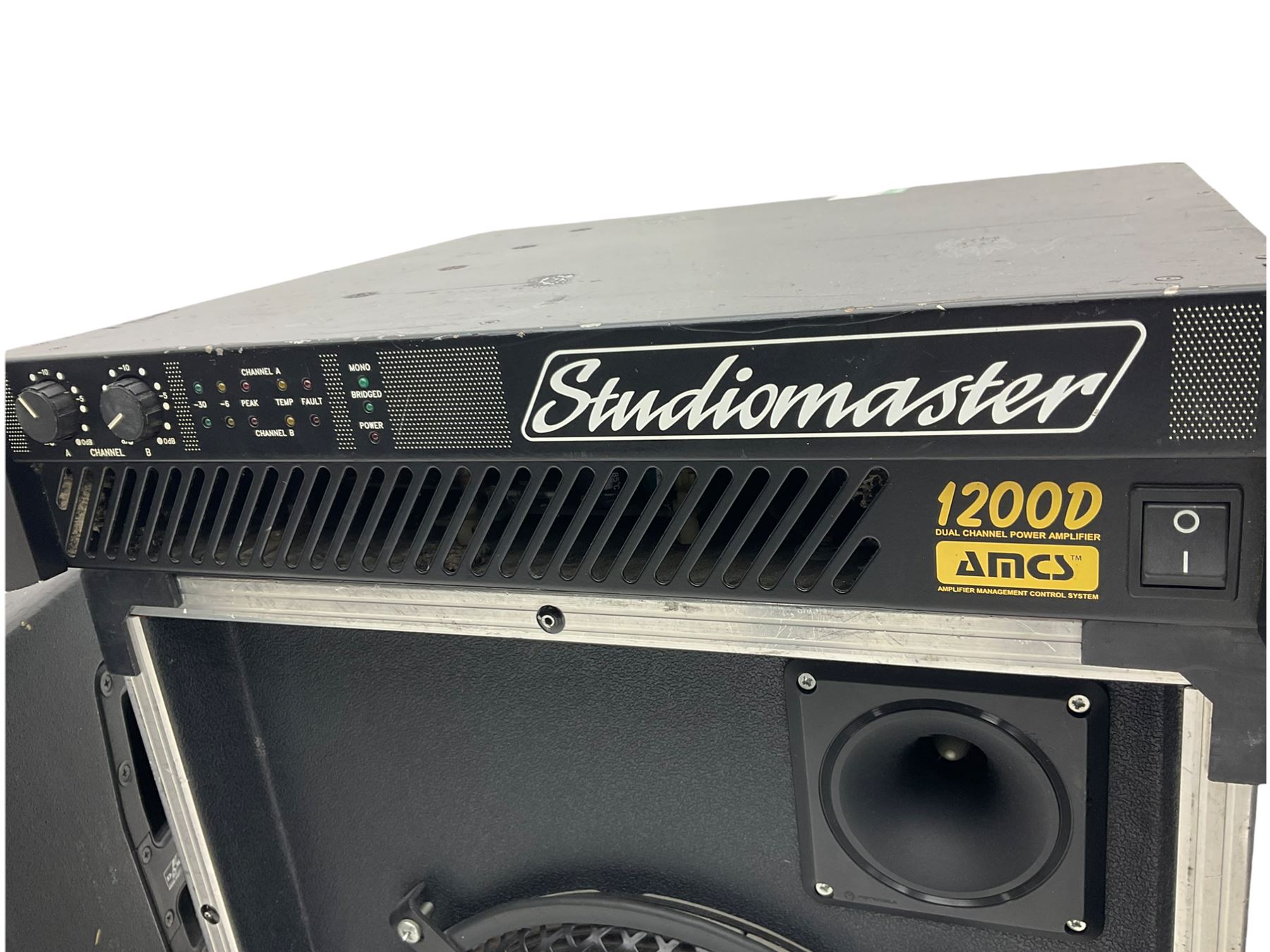 Stereomaster 1200D Amp, two D.A.S. subwoofer speakers, 200 watt speaker and lights