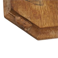 Mouseman - oak chopping board, of canted octagonal form, with carved mouse signature, by the workshop of Robert Thompson of Kilburn