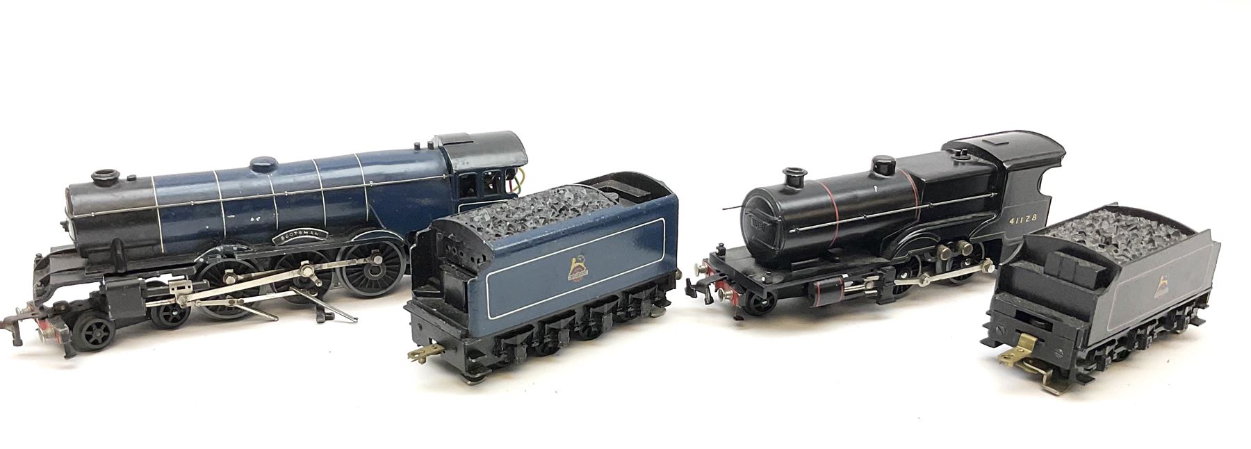 Trix Twin - three-rail A3 Class 4-6-2 locomotive 'Scotsman' No.60103 in British Rail dark blue with tender; and Midland Compound Class 4-4-0 locomotive No.41128 in British Rail black with tender; both unboxed (2)