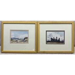 John Freeman (British 1942-): 'Dunstanburgh Castle' 'Farm Islands' 'Runswick' and 'Beck Above Railway - Goathland', set of four watercolours signed and dated '79 through '86, titles verso 9cm x 13cm (4)