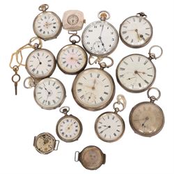 Collection of silver lever and cylinder pocket watches and wristwatches, hallmarked or sta...