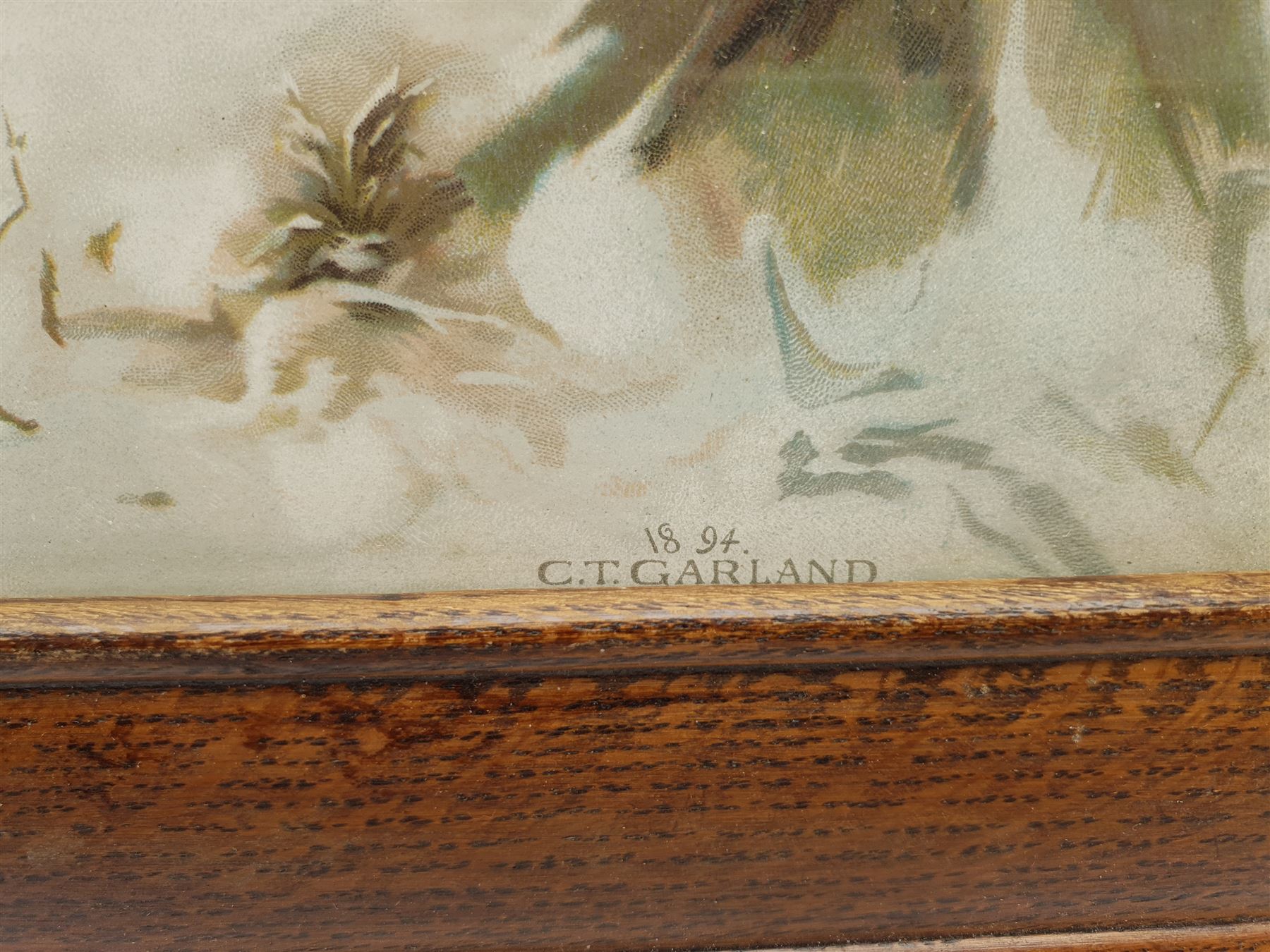 After Charles Trevor Garland (British 1855-1906): Playing with a Cart in the Snow, Edwardian chromolithograph 32cm x 60cm