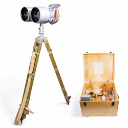 Pair of mid 20th century Russian Helios PNB-2 military observation binoculars, no. 40149, ...