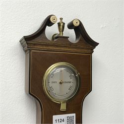 Late 20th century Georgian style mahogany five dial mercury barometer, dry/damp dial above mercury thermometer, circular dial with engraved register, the level inscribed E.O Conner, Swansea', H97cm