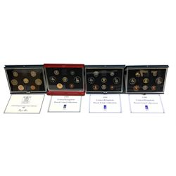 Four The Royal Mint United Kingdom proof coin collections, dated 1987,  two 1990 and 1991 all cased with certificates


