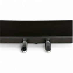 Yamaha Clavinova CLP-550 digital piano, full-size weighted keyboard with integrated pedals and speakers, in dark wood effect casing, accompanied by matching padded bench, Sennheiser headphones, original manuals, and factory-issued cassette tape titled 'Pure & Simple – CLP Digital Pianos'