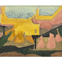 Josselin Reginald Courtenay Bodley (British 1893-1974): Abstract Harvest Landscape, oil on canvas signed 45cm x 54cm