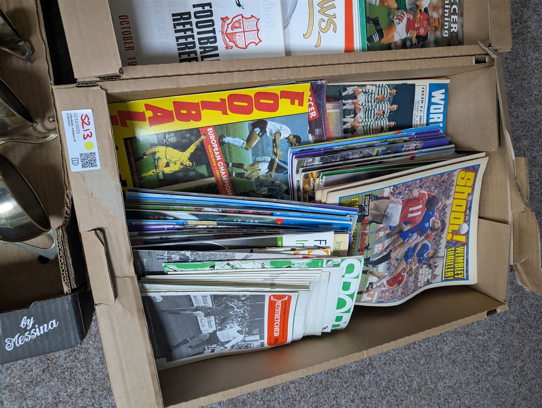 1950s and later cricket and football trophy cups and plaques, including six 1950s Leicester & Rutland Football League and Challenge Cup silver plated trophy cups and plaques, from the estate of former Leicester City player Colin Appleton, LT Shipman's CC Winners Carpenter Cup & Shipman Cup 1954 trophy, Shipman's Cup 1956 and The Filbert's Winners 1956 SWBCC plaque, together with a collection of 1950s and later football magazines, including North West Soccer Coaching, FA News, Football Association Insight Coaching, The Referee's Association, Sport & Recreation, Shoot, Goal, World Soccer, Netstretcher, etc