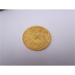  Switzerland 1935 20 Franc gold coin, restrike   