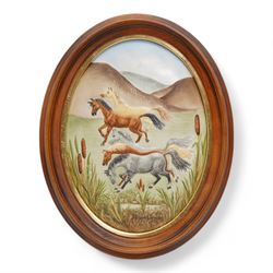 Peggy Davies - group of figures to include 'Dolores', Sea Nymph and Shell, Roaming Horses oval plaque, and a nude statuette, H29cm; together with a Sylfan Davies Toby jug (5)