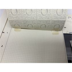 Queen Victoria and later Great British stamps, including five shillings, three pence block of four, block of twenty King George VI used ten shillings dark blue etc