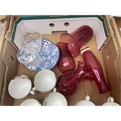 Old Tupton Ware vase of squat baluster form, together with other ceramics and glassware, in six boxes 