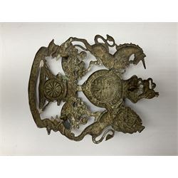 First East York Artillery Victorian helmet plate, 8cm x 10cm