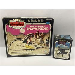 Star Wars - vintage vehicles comprising Rebel Armoured Snowspeeder and Tri-pod Laser Cannon; both boxed; Rebel Transport with 3 3/4