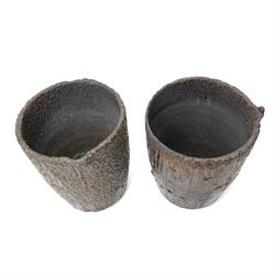 Pair of smelting crucible pots, H35cm (2)