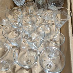 Large collection of mixed glassware, including etched examples 
Provenance: from the Kirkham Hall estate.