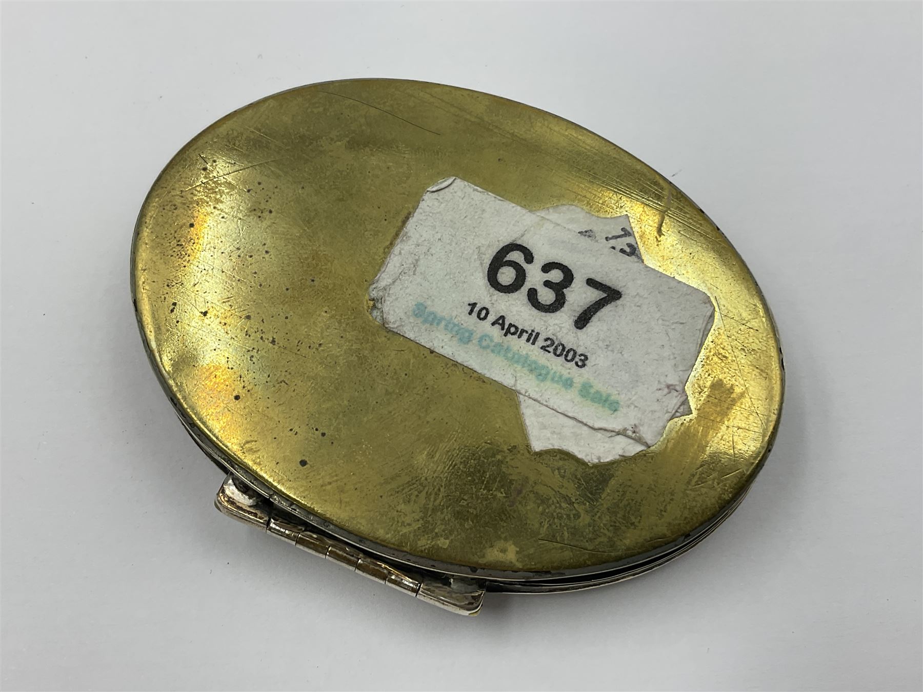 18th century silver plated oval snuff box with tortoiseshell lid inlaid with silver and mother of pearl 