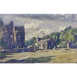 Frederick (Fred) Lawson (British 1888-1968): St Oswald's Priory - Castle Bolton, watercolour signed 18cm x 27cm