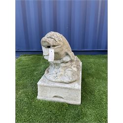 Composite stone dolphin garden ornament, on plinth  - THIS LOT IS TO BE COLLECTED BY APPOINTMENT FROM DUGGLEBY STORAGE, GREAT HILL, EASTFIELD, SCARBOROUGH, YO11 3TX