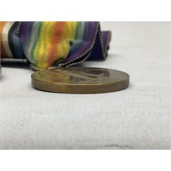 WW1 group of three medals comprising British War Medal, 1914-15 Star and Victory Medal awarded to 8110 Pte. A. Hewson Linc. R.; with ribbons