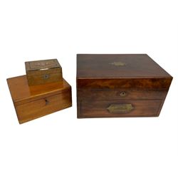 Early 20th century campaign Homeopathy apothecary box, the interior bearing gilt stamp detailed R. Floyd, Homeopathic Chemist Reading, together with two futher boxes, largest L25cm
