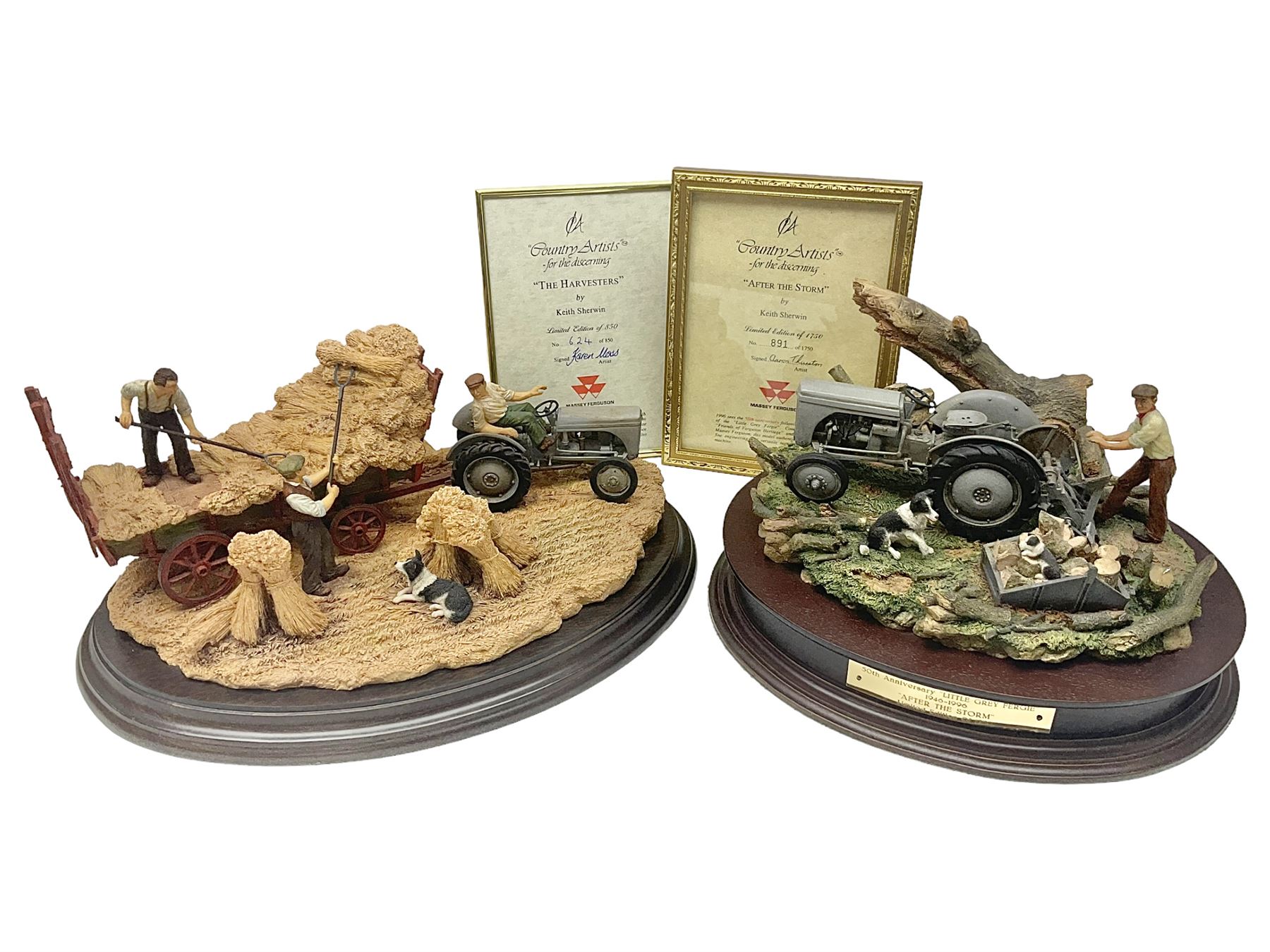 Two Country Artists figures, After the storm no CA831, limited edition 891/1750 and The Harvesters, limited edition 824/850, both with wooden base and certificates of authenticity