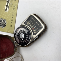 Rolleiflex 2.8F camera in leather case together with; 'In Practical Use' instruction manual, Rolleipol -1.5 lens in case, Rollei Rolleiflex lens hood Bay III in case, Rollei Gelb Mittel -1.5 filter in case, Rollei R1 -0 lens in case, Heidosmat-Rolleinar 1 with Rolleinar 1, Weston Master IV light meter and Weston Master IV Invercone in cases, Rollei Rolleiflex Rolleikin in case, hand grip with Rolleifix plat, all in carry case