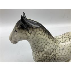 Beswick Shire horse in rocking horse grey no. 818, with printed mark beneath, H21cm