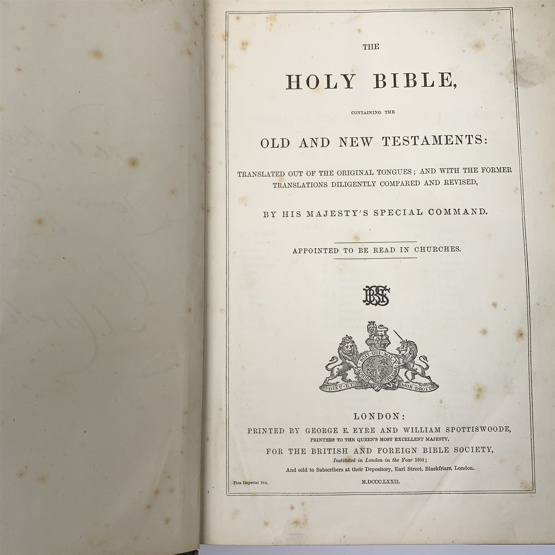 Victorian Rev. John Eadie leather bound Family Bible; three other Victorian leather bound Bibles; and another Victorian leather bound book The Altar of the Household edited by the late rev. John Harris (5)