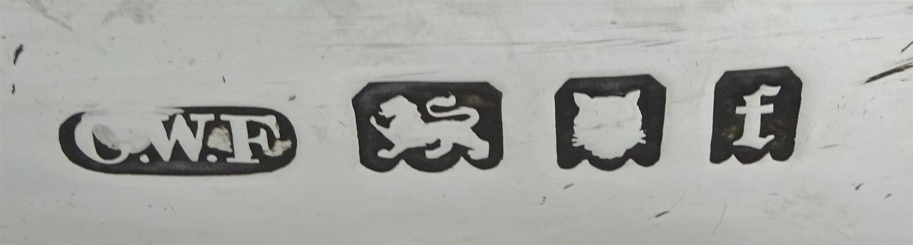 Silver three piece tea service by C W Fletcher & Son Ltd, London  1921, approx 36oz