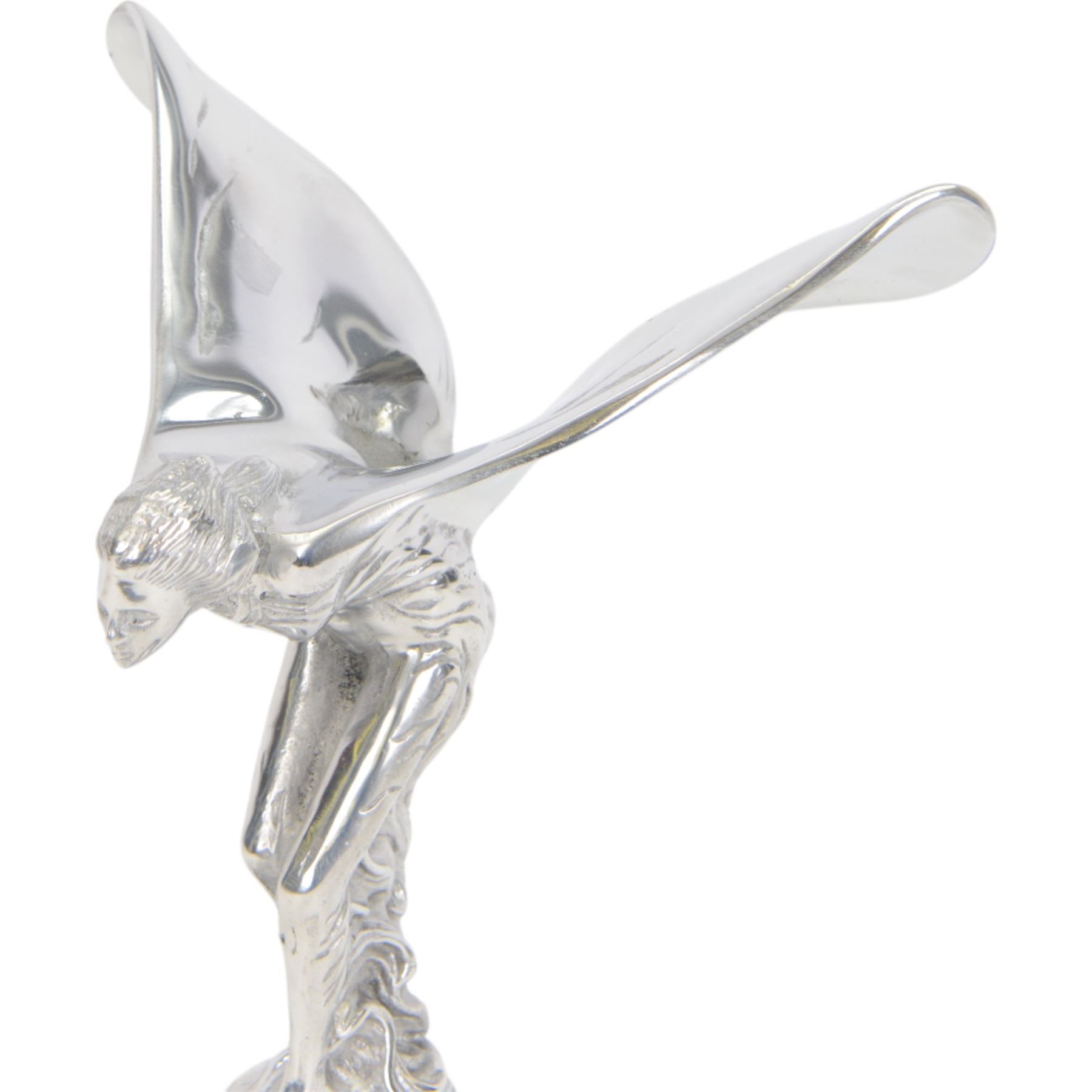 Reproduction Rolls Royce Sprit of Ecstasy car mascot, on circular black plinth, H35cm 