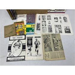 Rugby League - over thirty Hull Kingston Rovers match programmes 1950s/60s including home and away, various cup games, two 1969 single sheets and Last Match at Craven Park with ticket and club tie; five Challenge Cup Finals with tickets 1957-71 and 1962 signed by Eddie Waring; card mounted photograph of Barnsley United R.F.C. 1925/6; and other Rugby League ephemera