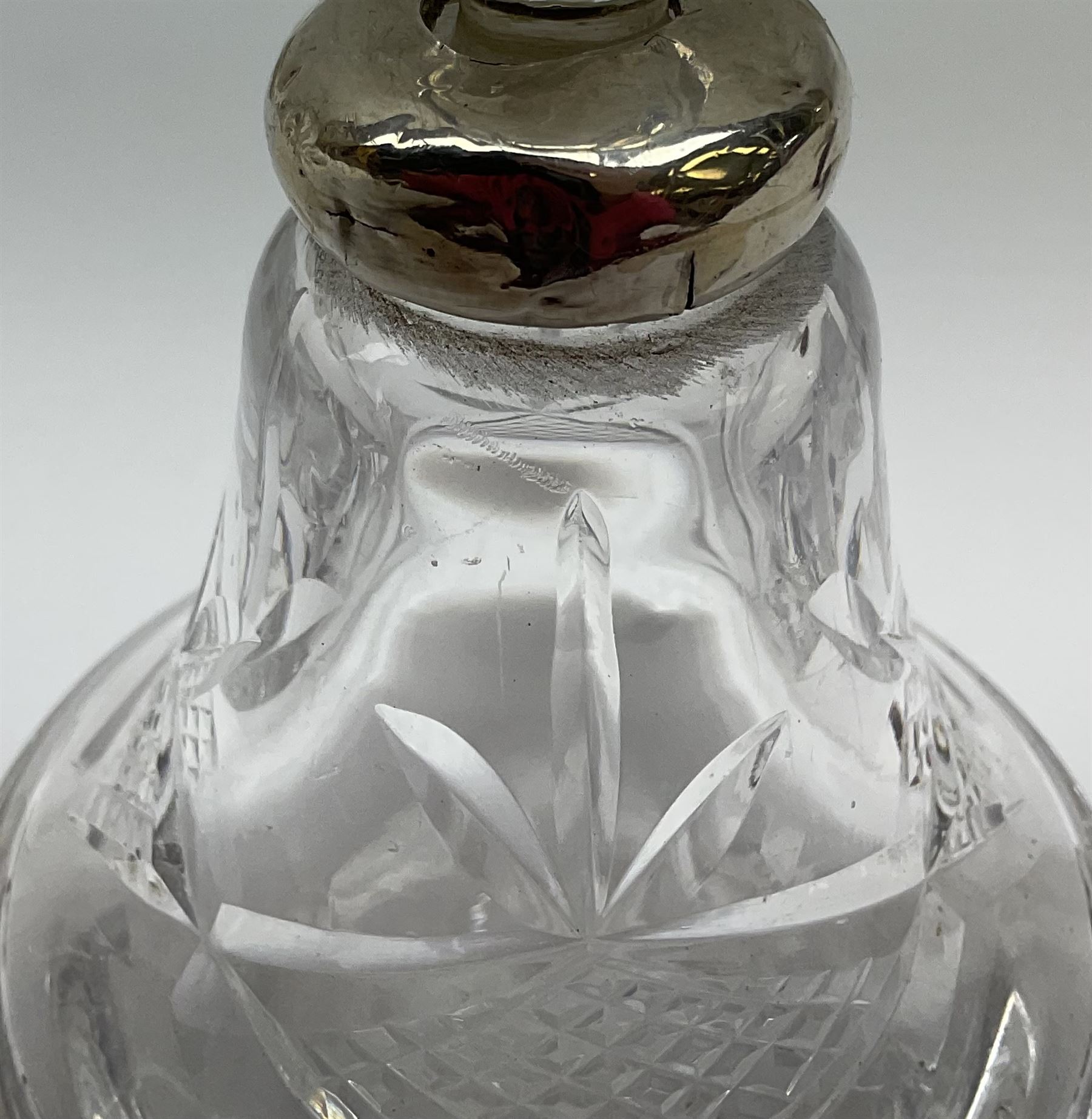 Group of silver mounted glass scent bottles and crested ware, together with a Brierglass lead crystal box with a glass and silver, lid, etc all silver with various hallmarks. 