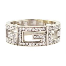 Gucci G 18ct white gold diamond ring, five G motif's, three set with round brilliant cut d...
